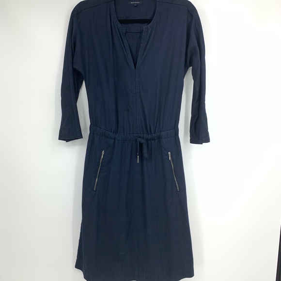 Marco Polo 34 Small Dress Shirt Navy Long Sleeve - Picture 1 of 7